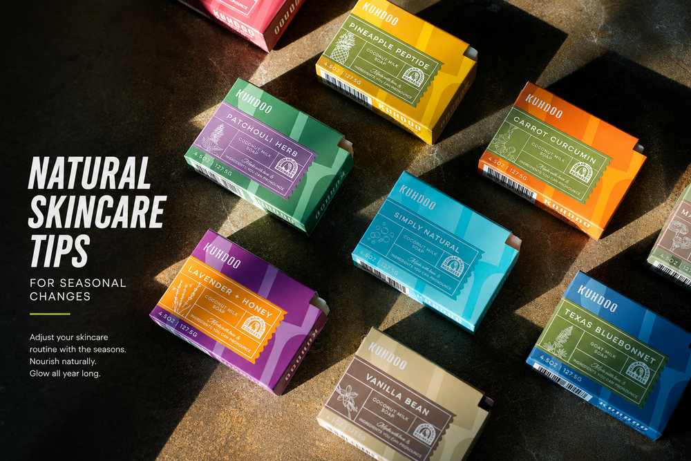 Collection of Kuhdoo Soaps "Natural Skincare Tips for Seasonal Changes"