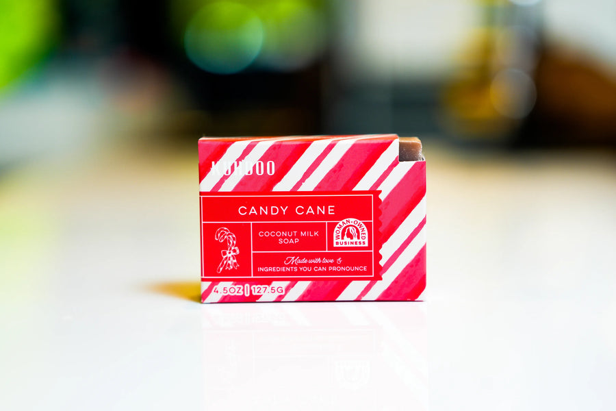 Candy cane soap bar front packaging - Kuhdoo (The Best Soap on Earth)