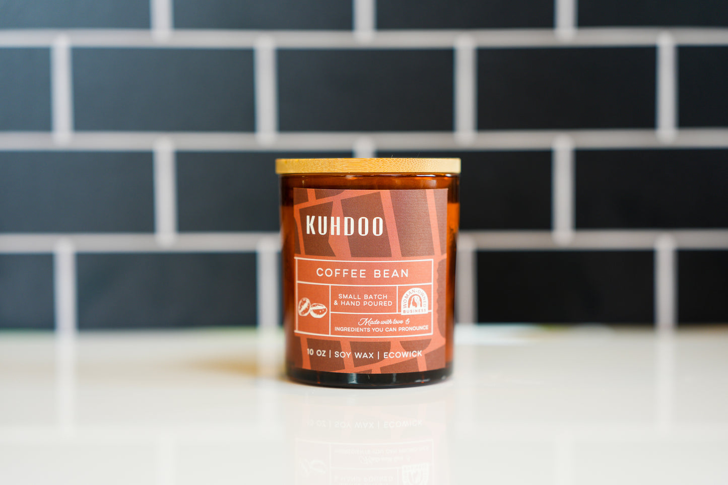 Coffee Bean Candle with roasted coffee beans, hand poured in a glass container by Kuhdoo"