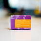 Lavender honey soap back label with soothing blend, showing ingredients and eco-friendly label