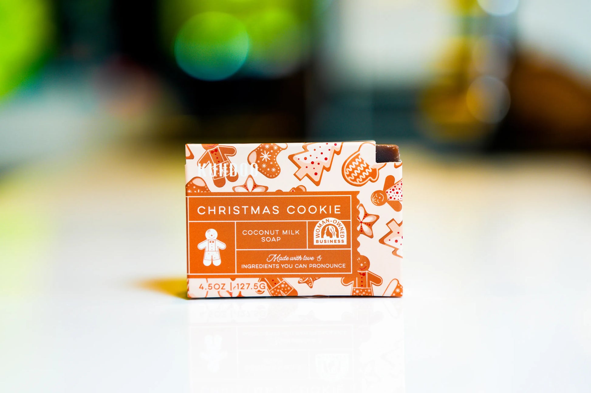 Christmas cookie soap bar front packaging - Kuhdoo (The Best Soap on Earth)