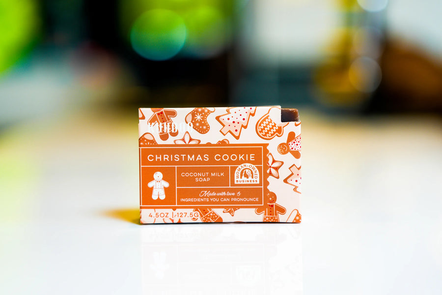 Christmas cookie soap bar front packaging - Kuhdoo (The Best Soap on Earth)