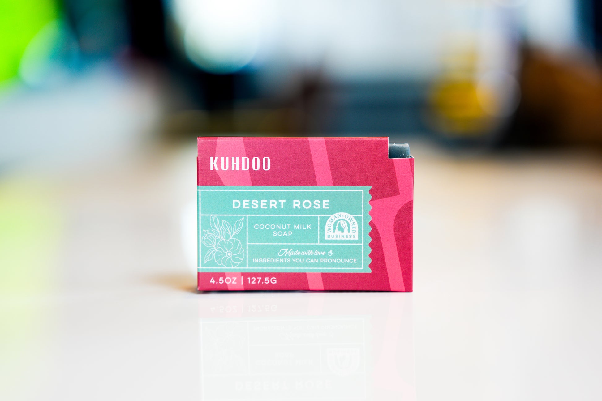 Desert Rose Soap Bar front packaging - Kuhdoo (The Best Soap on Earth)
