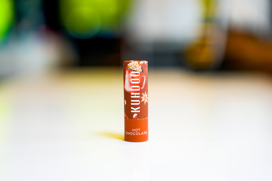 Hot chocolate lip balm with cozy cocoa flavor