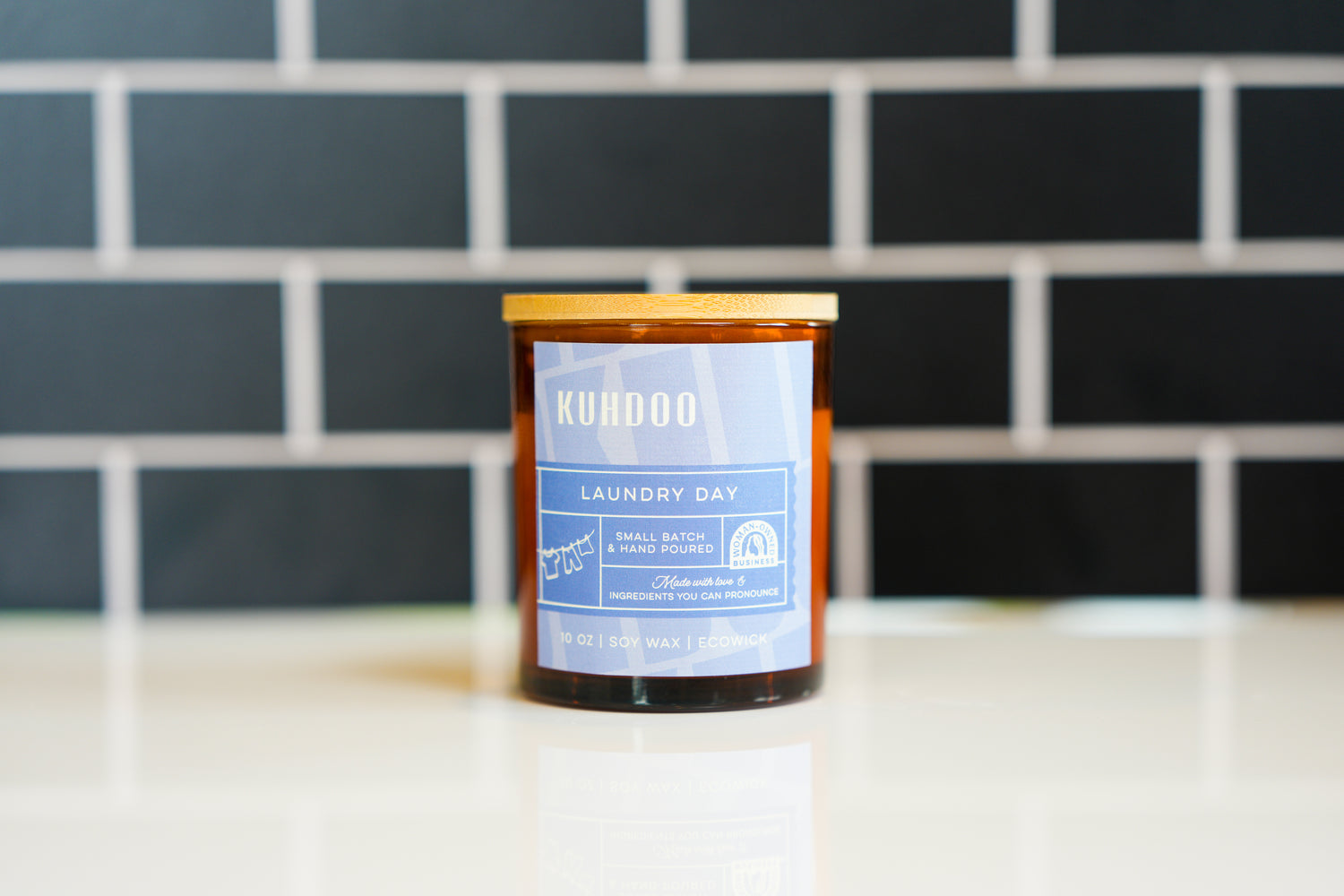 Laundry Day Candle hand poured in a glass container by Kuhdoo