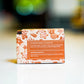 Christmas cookie soap back label with festive fragrance, showing ingredients and eco-friendly label