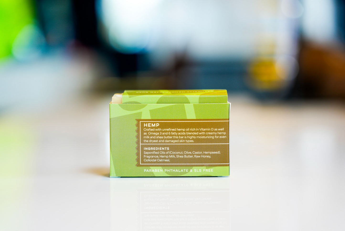 Hemp – soap bar back label with Soft, Clean Scent