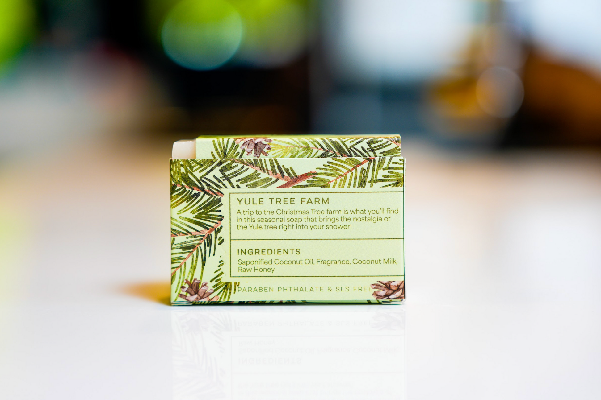 Yule Tree Farm – soap bar back label with Fresh, Evergreen Scent