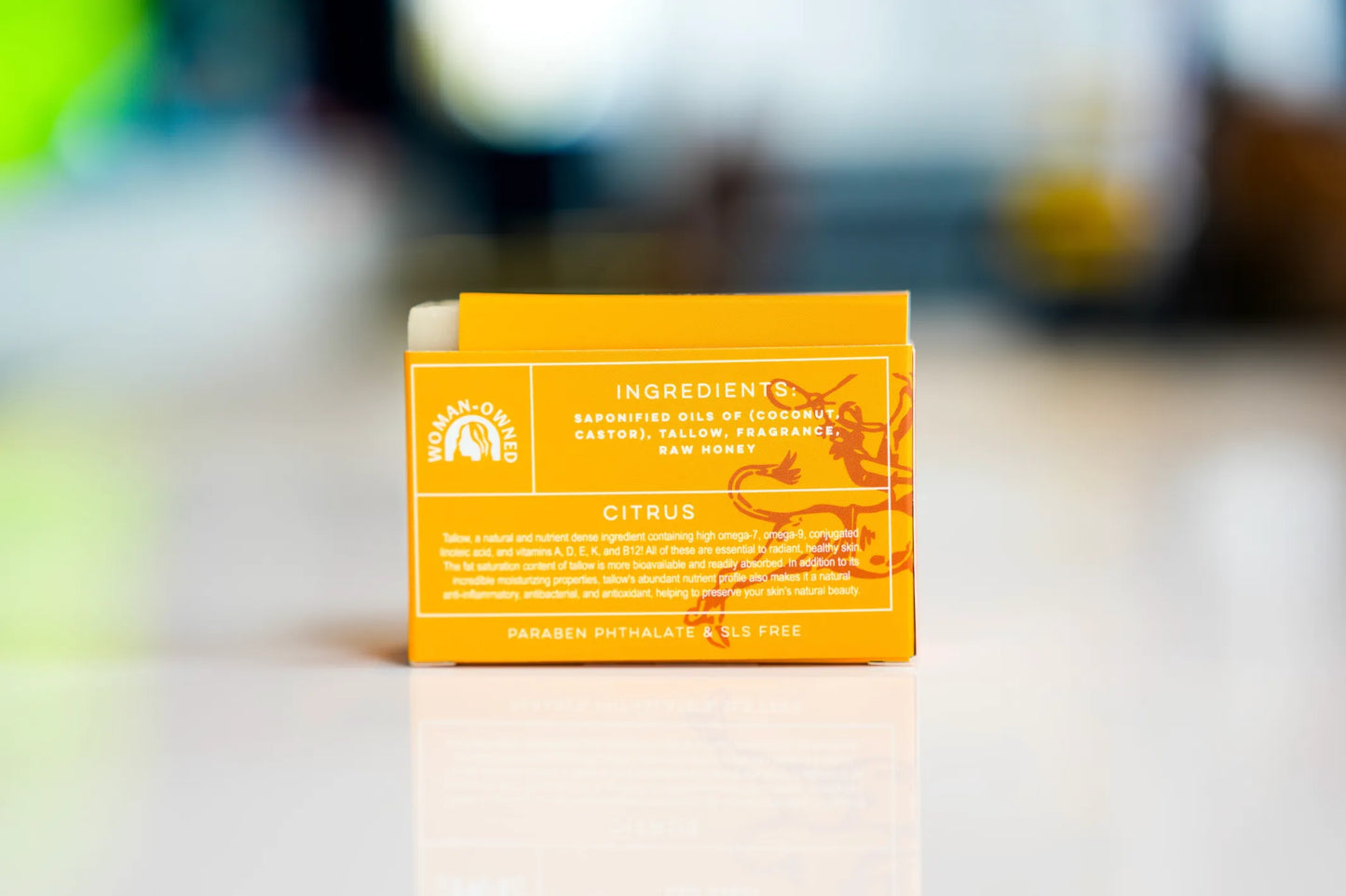 Citrus tallow soap back label with refreshing notes