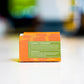 Carrot curcumin soap back label with antioxidant-rich formula, showing ingredients and eco-friendly label