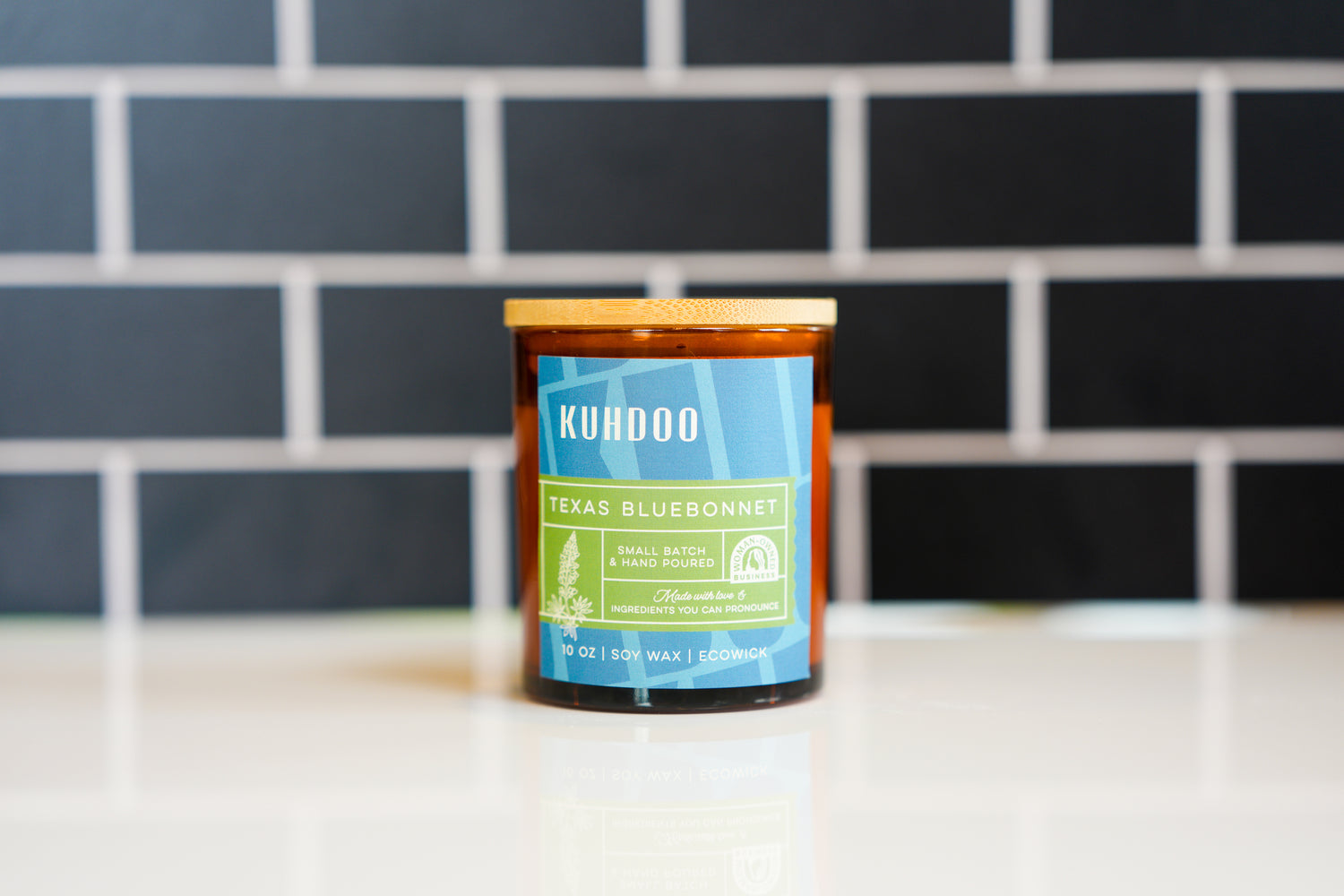 Texas Bluebonnet Candle hand poured in a glass container by Kuhdoo