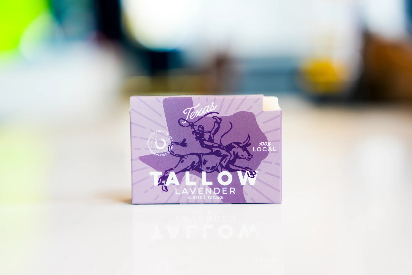 Lavender tallow soap bar front packaging - Kuhdoo (The Best Soap on Earth)