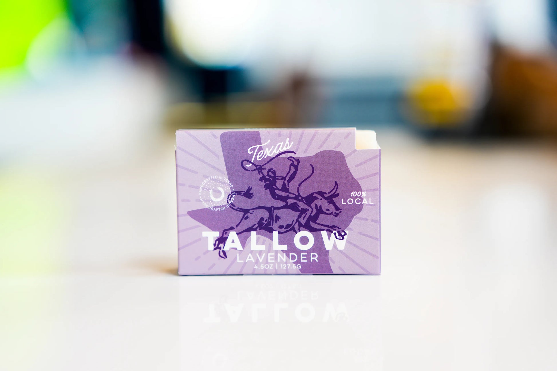 Lavender tallow soap bar front packaging - Kuhdoo (The Best Soap on Earth)