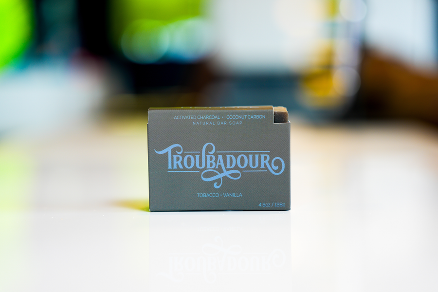 Troubadour handcrafted soap bar front packaging - Kuhdoo (The Best Soap on Earth)